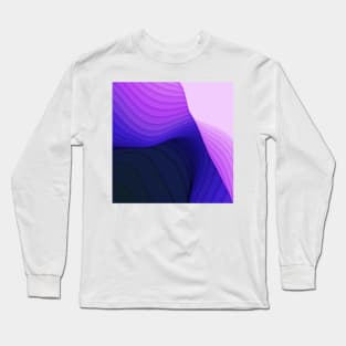 Navy Purple Abstract Strips Art Long Sleeve T-Shirt